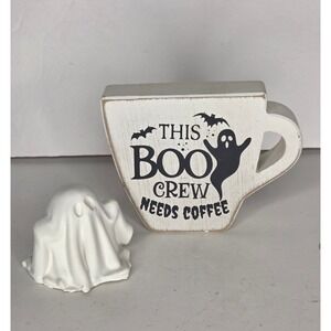 Quill to Paper by Sixtrees Halloween Boo Crew Needs Coffee Sign and Ghost Set